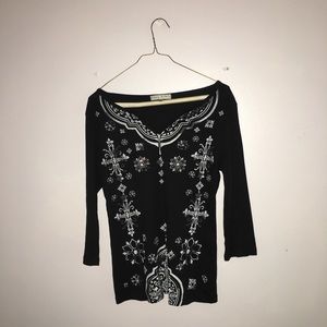 Vintage Susie brand black blouse with sequins